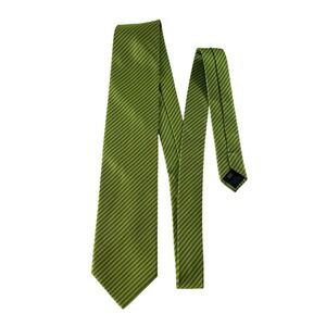 KAI LONG Lime Green Pin Striped 100% Silk Hand Made Mens Neck Tie
